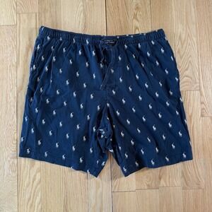 Polo Ralph Lauren Navy All Over White Pony Print Sleewear Shorts Mens XL